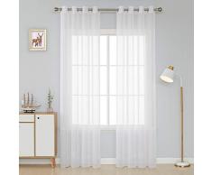 Deconovo Lot de 2 Rideaux de Chambre Voilages Paire Rideaux à Oeillets pour Salon Design Moderne 132x214cm Blanc