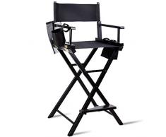 Costway Chaise de Directeur Pliante Chaise de Réalisateur Fauteuil Metteur en Scène en Bois 118x56x46cmNoire