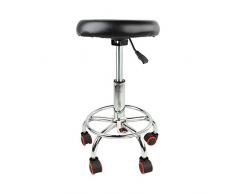 Tabouret Pivotant Roulant, Hauteur Réglable Tabouret à Roulettes de Travail pour Salon Tatouage Massage Spa- Noir