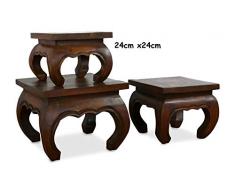 Livasia Table Basse en Opium | Table dappoint Marron foncé | Bois dacacia | Décoration Asiatique Faite à la Main en Thaïlande (24x24cm)