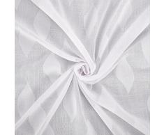 Deconovo Lot de 2 Oeillets Rideaux Voilages Blanc Decoration Salon Design Moderne 140x245cm Tissus Effet Lin Voilages Motifs des Feuilles