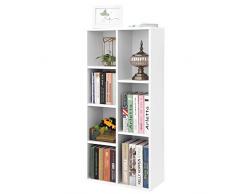 VASAGLE Bibliothèque à 7 casier, Bibliothèque Debout Robuste, Etagère de Rangement, Meuble de TV, 50 x 24 x 106 cm (L x 1 x H), Blanc LBC27WT