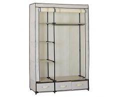 eSituro SCC0019 Armoire de Rangement Penderie en Tissu 110x46x168cm Dressing penderie Moderne Design avec tiroirs, Crème