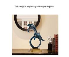GYOU Art Statue Couples créatifs Dauphins Ornements Salon européen Décoration Cabinet à vin Bibliothèque Meuble TV. 20 cm * 27 cm