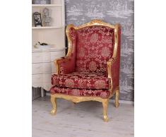Baroque Oreilles Fauteuil Trône Royal Rouge Or Vieilli Exclusivité Palazzo