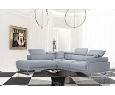 Canapé d'angle gauche fixe Gigi Big, gris - toucher lin …