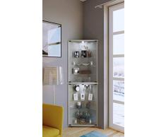 VCM Flandu Vitrine d'angle, Imitation Structure Bois, Blanc/Noir, Taille Unique