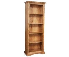 Bibliothèque Style Rustique en Tilleul Massif Finition Naturelle L79xPR38xH211 cm