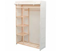 vidaXL Garde-Robe en Tissu et Bois de Pin Armoire Étagère Vêtement Penderie