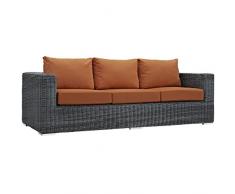 Kücheks Summon Wicker Rotin Outdoor Patio Sunbrella Sofa in Canvas Tuscan
