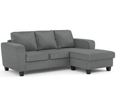 Confort24 Dany Canapé dangle Reversible 3 Places Gauche ou Droite Chamois Gris