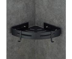 GERUIKE Douche Etagère Autocollant Adhésif Montage sans Perceuse Salle De Bain Serviteur Douche Adhésive Étagère Panier dangle Douche Antirouille Aluminium Noir Triangulaire