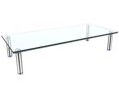 RICOO Meuble TV Design FS6528-C Support sur pied en verre moniteur suspension réhausseur écran LED LCD Plasma QE OLED 3D 4K Smart socle tele suspendu original téléviseurs rack universel Transparent