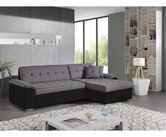 Bestmobilier - Hans - Canapé dangle réversible Convertible - en Tissu et Simili - 4 Places - avec Coffre