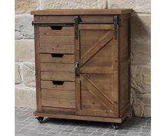 Meuble Semainier Bahut Commode Industriel Campagne Bois et Fer 84 cm
