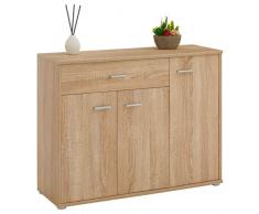 IDIMEX Buffet Coraline, Commode Meuble de Rangement avec 1 tiroir et 3 Portes, en mélaminé décor chêne Sonoma