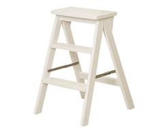 YANGFH Escabeau en Bois Massif Pliable 3 étapes Double Usage créatif échelle échelle Chaise Maison Multi-Fonction intérieur Mobile Tabouret, 42x48x64cm Escabeau (Color : White)