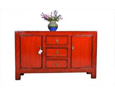 Fine Asianliving Buffet Chinois Antique Asianliving Rouge 3 tiroirs - Gansu
