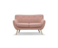 Scandinavian Design, Oscar canapé 2 places, tissu rose, 132 x 79 x 80 cm