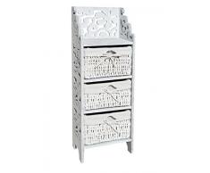 Rebecca Mobili Commode Shabby, Armoire de Rangement 3 Tiroirs Osier, Bois de Pin, Blanc Gris, Chambre Entree – Dimensions: 78 x 28,5 x 22 cm (HxLxL) - Art. RE4296