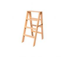 ZHDC® Escabeaux, caractère humain échelle échelle pliable tabouret escabeau ménager bois massif échelle multifonction Liseuse murale