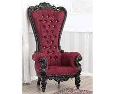 SIMONE GUARRACINO LUXURY DESIGN Fauteuil Regina Style Baroque Dark trône Noir laqué Velours Bordeaux Boutons Crystal SW