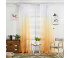 Robemonღ2PCS Gradient Décolorée Rideaux Mousseline de Fenêtre Occultants à Oeillets Noël Thermique Ombrage Salon Hall Maison Décoration Bonne Année 200 * 100cm