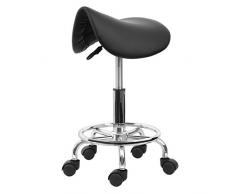 Iglobalbuy Chaise de Selle Pivotante Hydraulique, Hauteur Réglable 51 à 65CM Tabouret à Roulettes Polyvalent pour Salon de Massage/Tatouage/Manucure /Cosmétique /SPA/Beauté/Artiste (Noir)