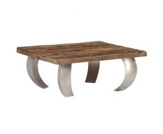 FAMIROSA Table Basse Opium Bois de récupération et Acier 80x78x35 cm