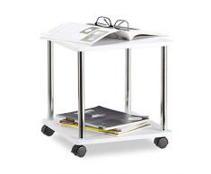 Relaxdays Table d’appoint blanche carrée à roulettes table basse plantes desserte chariot HxlxP: 41,5 x 40 x 40cm, blanc