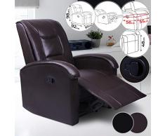 MIADOMODO Fauteuil Relax - en Simili Cuir, Dossier et Repose-Pieds Inclinables, Couleur au Choix (Marron et Noir) - Fauteuil TV, Relaxation de Salon