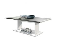 Table de Salon Table Basse Mono en Blanc avec Plateau de Dessus en Aspect Béton Oxyde