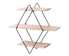 Moligh doll Mur en Bois Rustique Etagères Flottantes Etagère Murale Décorative Mur de Diamants Géométriques à 3 Niveaux