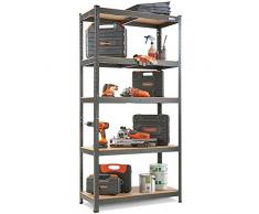 VonHaus Étagère Meuble de Rangement en Acier industriel avec 5 tablettes — Pour garage ou atelier — Capacité de 175 kg par étagère — 180 x 90 x 40 cm