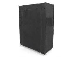 PrimeMatik - Armoire de Rangement et Chaussures en Tissu 60 x 30 x 93 cm Noir avec Porte Rouleau