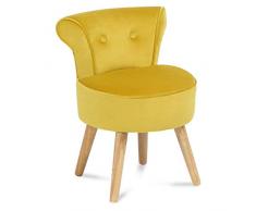 IDMarket - Fauteuil Crapaud en Velours Jaune