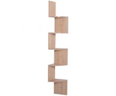 Étagère dangle étagère de rangement design contemporain zig zag 20L x 20l x 126H cm 5 niveaux panneaux de particules chêne clair