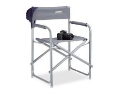 Relaxdays Chaise de metteur en scène pliante HxlxP: 81,5 x 56 x 50 cm, camping, avec logo, charge jusquà 120 kg en aluminium, gris