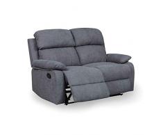 DecoInParis Canapé Relax 2 Places en Tissu Keaton (Gris foncé)