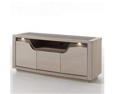 NOUVOMEUBLE Banc TV Lumineux Contemporain Couleur Bois MELISANDRE