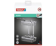 tesa Aluxx - Étagère de douche 2 Paniers, Aluminium Chromé, Acier Inoxydable, Montage sans perçage - 260 Mm x 180 Mm x 107 Mm