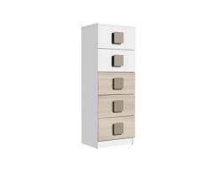 Suarez J523-5AKZ Nua Chiffonnier avec 5 Tiroirs Mélamine Blanc 120 x 55 x 73 cm