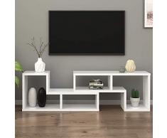 DEVAISE Meuble TV Bibliothèque en Bois de Salon Combinaisons Multiples 110cm L x 29cm l x 53cm H 2 pièces (d'épaisseur de 24mm) Blanc