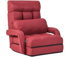 Costway Fauteuil Convertible, Chauffeuse Convertible 1 Place avec Oreiller, 5 Positions Disponibles pour Salon,Bureau,Chambre (Rouge)