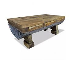 Festnight Table Basse Style Rétro de Salon en Bois de Récupération Massif 90 x 50 x 35 cm