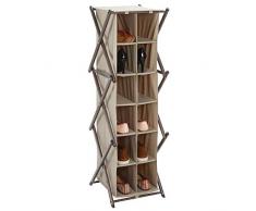 mDesign étagère chaussures haute pour le couloir, larmoire ou la chambre – armoire chaussure fine en métal et tissu – étagère à chaussures à 12 compartiments – taupe et couleur bronze