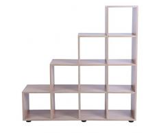 EBTOOLS Etagère Escalier 10 Compartiments Bibliothèque Escalier de 10 Cases Étagère de Livres Meuble de Rangement Meuble de Présentation pour Bureau Salon Chambre(Marron Clair)