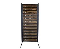 Maxioccasioni Commode en bois et fer 12 tiroirs style industriel 48 x 30 x 130 h cm