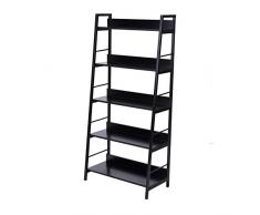 Homcom Étagère bibliothèque Style Industriel incliné 5 Niveaux 70L x 35l x 150H cm Noir