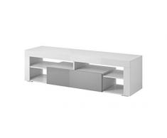 E-com Titan Meuble de TV Bas, 140 cm, Blanc/Gris